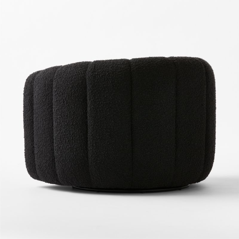 Fitz Channeled Black Boucle Swivel Chair - Image 4