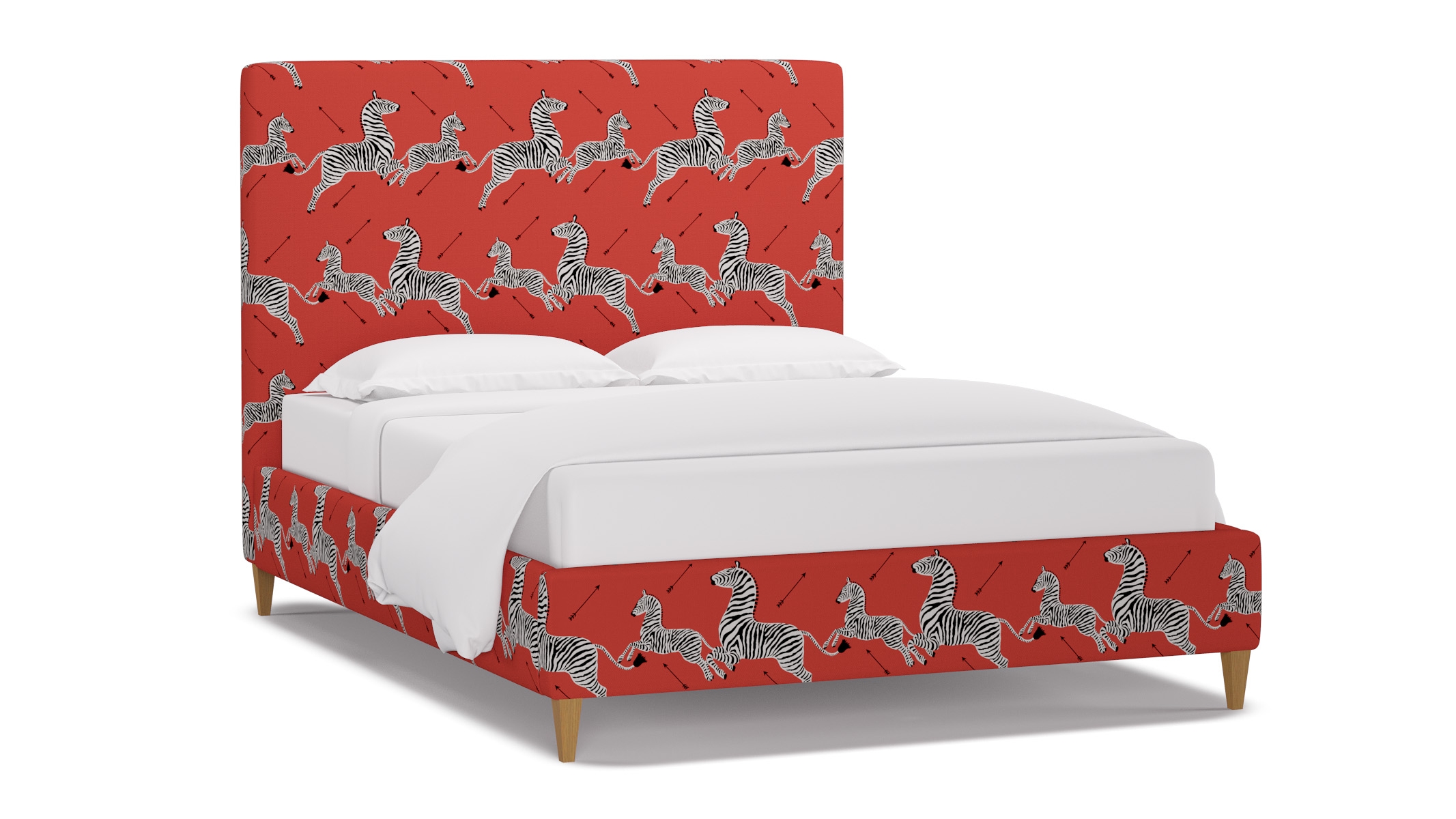 Classic Bed, Coral Zebra, Natural Square Tapered Leg, Queen - Image 1