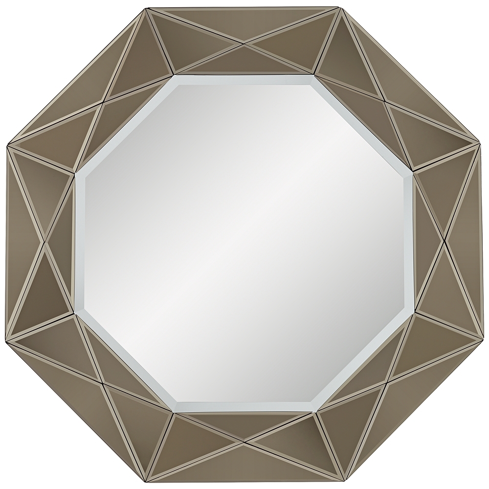 Possini Euro Aubrey 33" x 33" Champagne Beveled Wall Mirror - Image 0