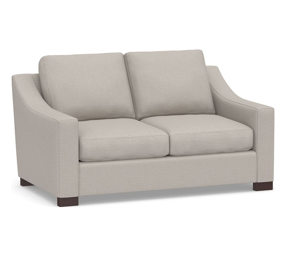 Turner Slope Arm Upholstered Apartment Sofa 2x2, Down Blend Wrapped Cushions, Chunky Basketweave Stone - Image 0