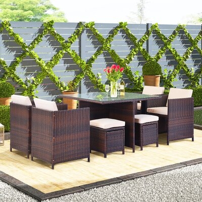 4 Piece Rattan Sofa Seating Group With Cushions, Outdoor Ratten Sofa,Outdoor Indoor Use Backyard Porch Garden Poolside Balcony Furniture Sets Clearance (Brown And Beige) - Image 0