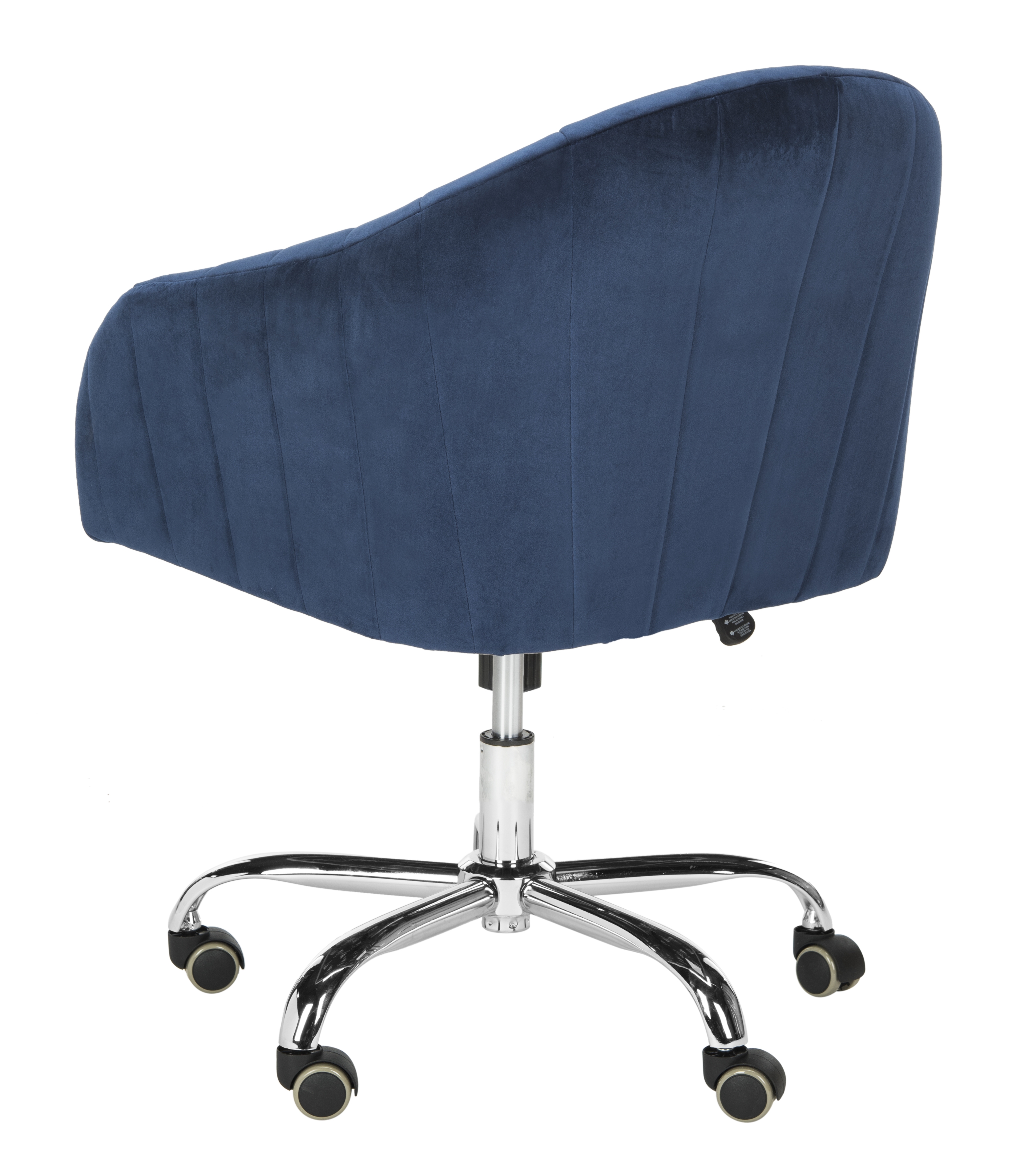 Themis Velvet Chrome Leg Swivel Office Chair - Navy/Chrome - Safavieh - Image 4
