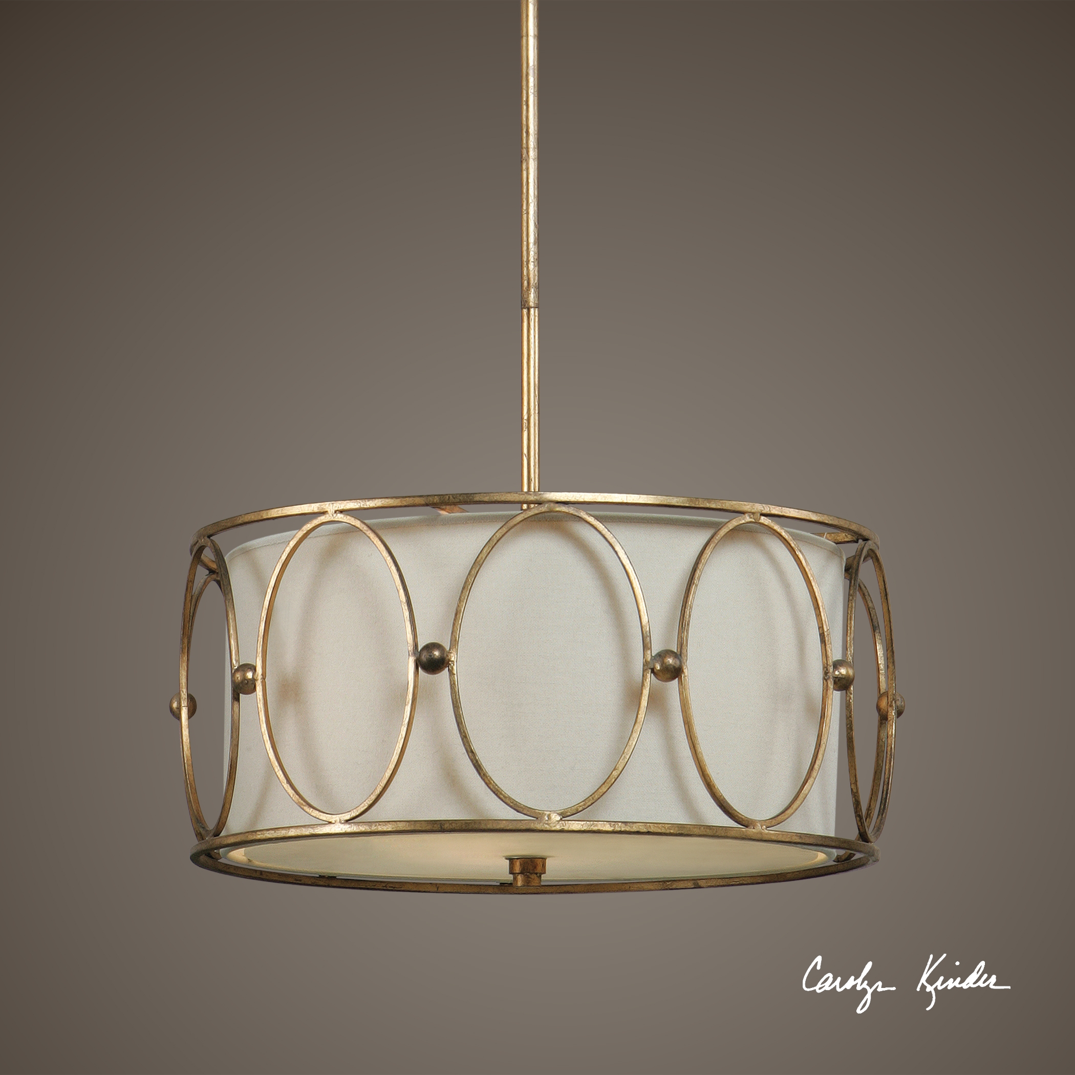Ovala 3 Light Gold Drum Pendant - Image 0