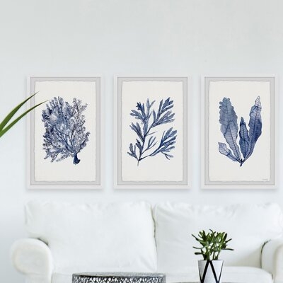 Seaweed Under Water V' by Marmont Hill - 3 Piece Picture Frame Print Set on Paper - Image 0