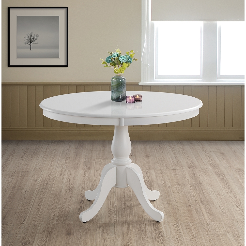Bella 42" Wide Pure White Round Wood Pedestal Dining Table - Style # 87R75 - Image 0