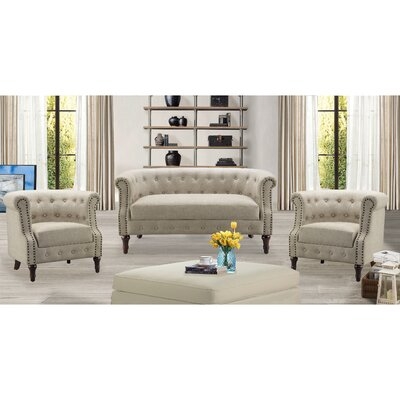 Kimberley Tufted Chesterfield-Style 3 Piece Living Room Set - Image 0
