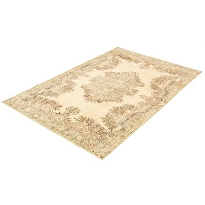 One-of-a-Kind Anatolian Vintage Oriental Hand-Knotted 6'3" X 10'0" Wool Cream Area Rug - Image 0