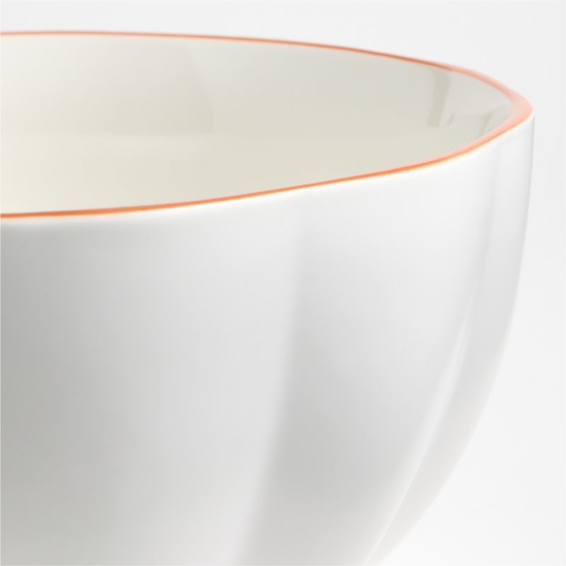 Large Matte White Pumpkin Shaped Ceramic Mixing Bowl - Image 2