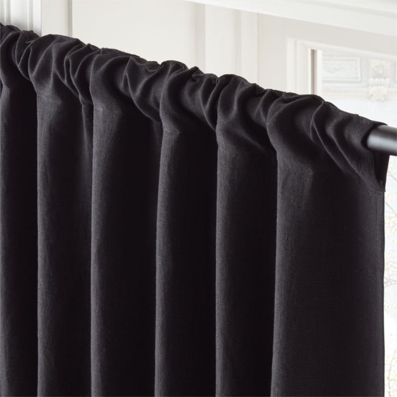 EUROPEAN FLAX™-Certified Linen Black Blackout Window Curtain Panel 48''x108'' - Image 2