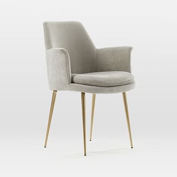 Finley Wing Dining Chair, Performance Coastal Linen, Oatmeal, Gunmetal - Image 1