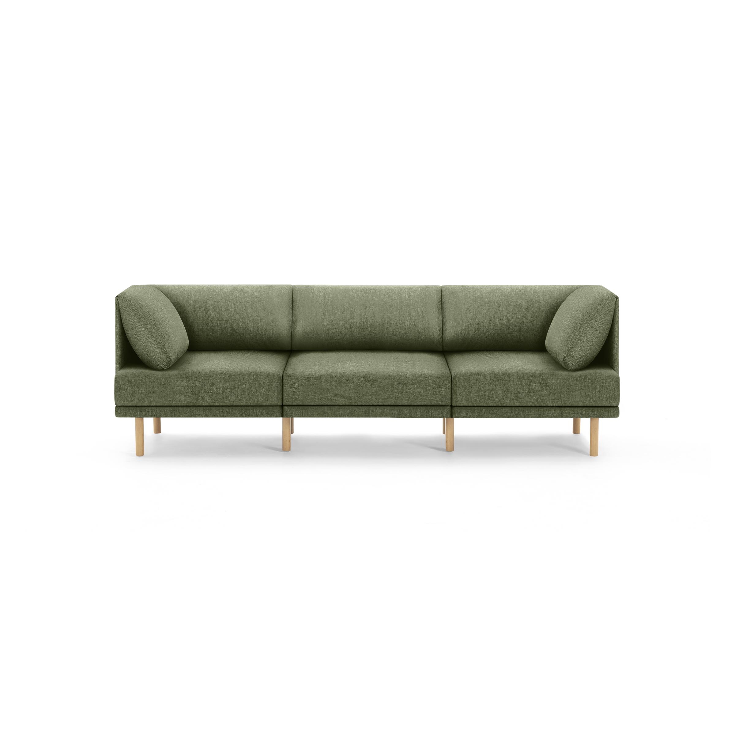 The Range 3-Piece Sofa in Moss Green, Oak Legs - Image 0