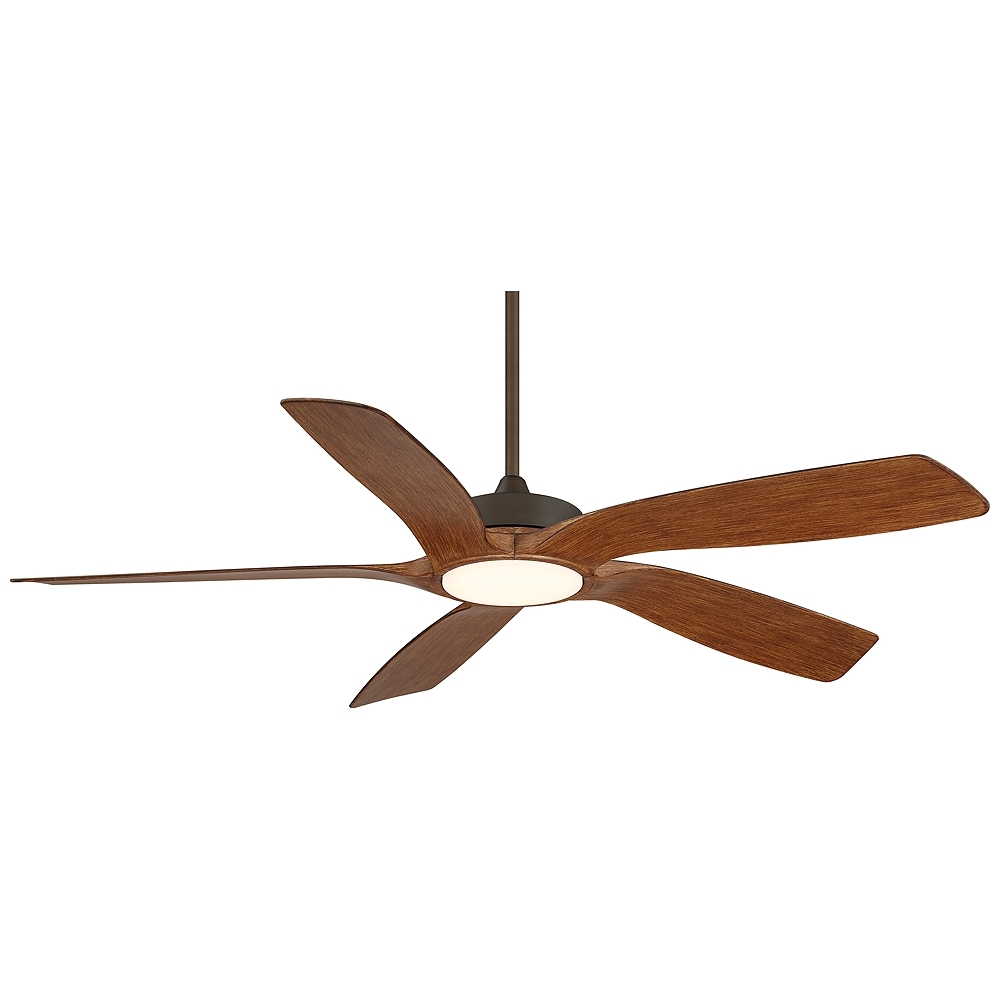 56" Mach 5 Oil-Rubbed Bronze and Koa LED Damp Ceiling Fan - Style # 79D89 - Image 0