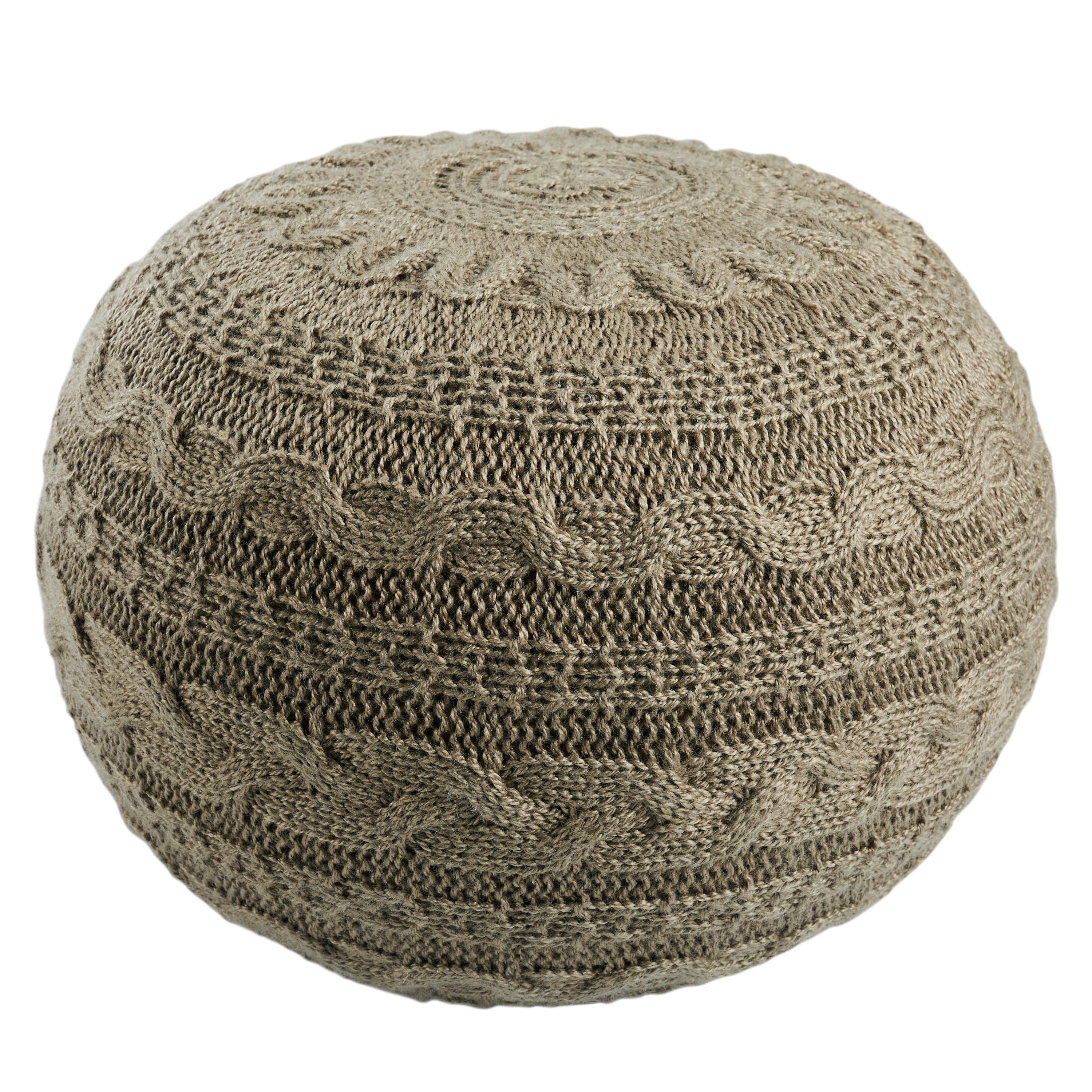 Vibe by Etta Solid Taupe/ Olive Round Pouf - Image 0