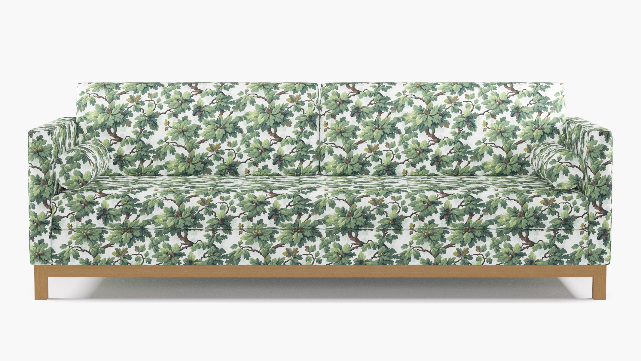 Tailored Tuxedo Sofa, Vert Woodland, Natural Wood Rail - Image 0