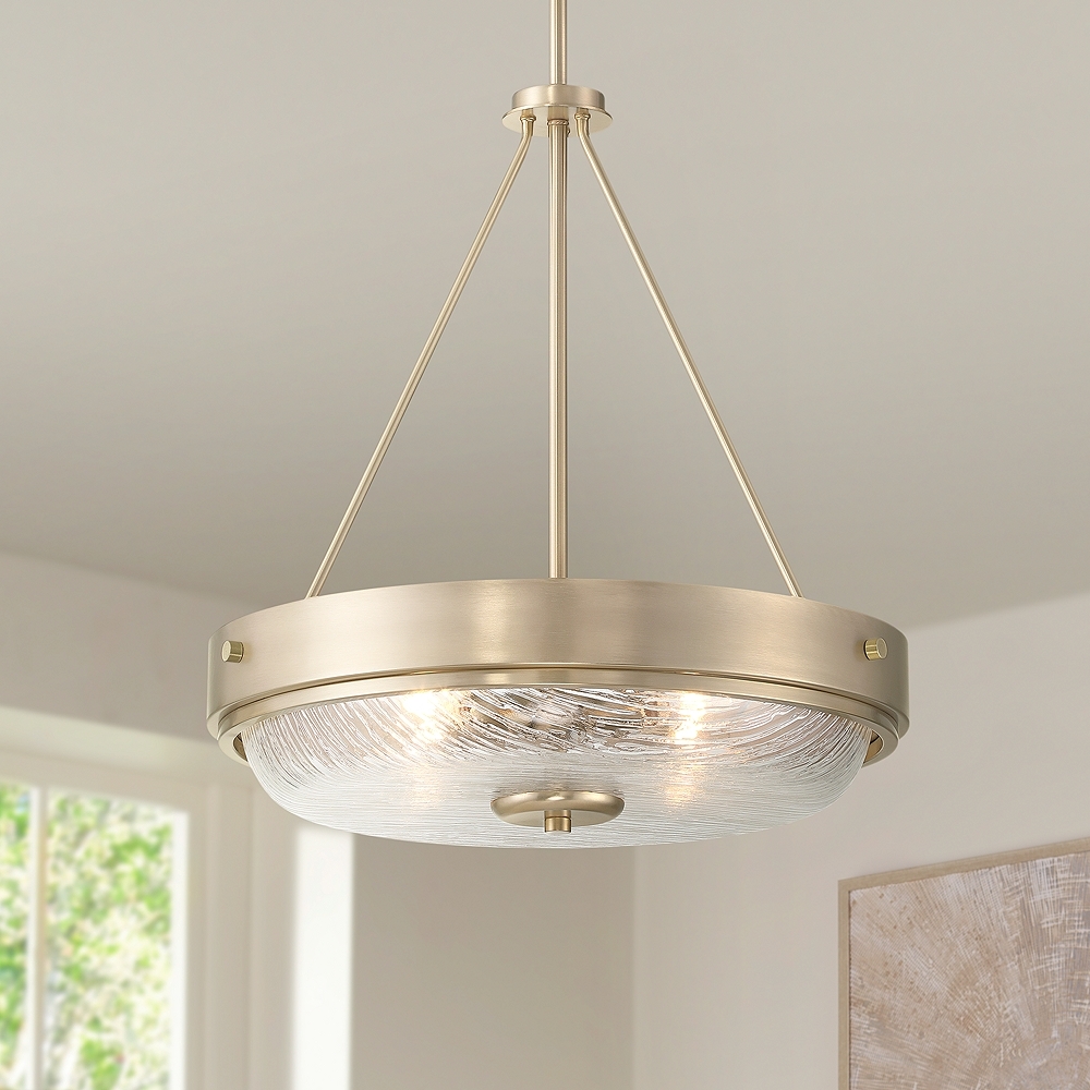 Regency Hill Carmine 16 3/4" Wide Brass and Glass Bowl Pendant Light - Image 0