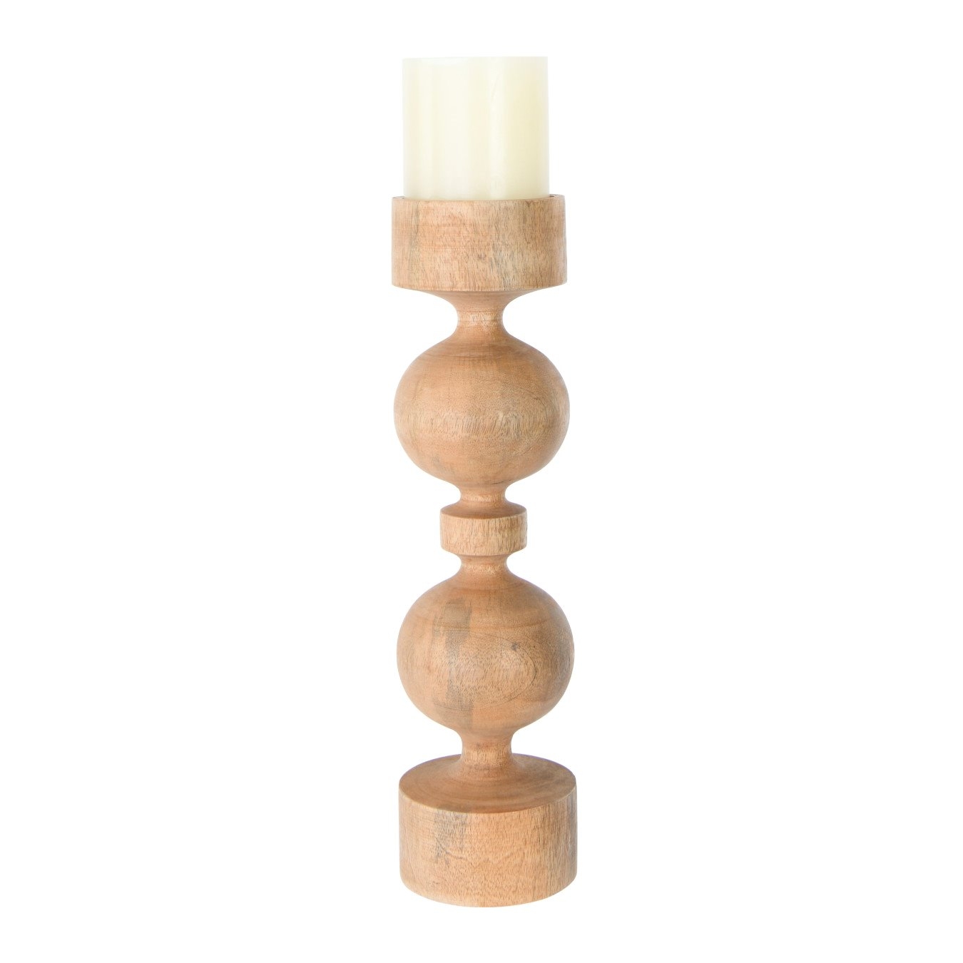 Carved Mango Wood Candle Holder, 18" - Image 3