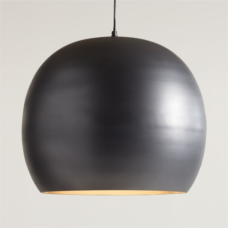 Elara Black Circular Metal Pendant Light 22" - Image 1