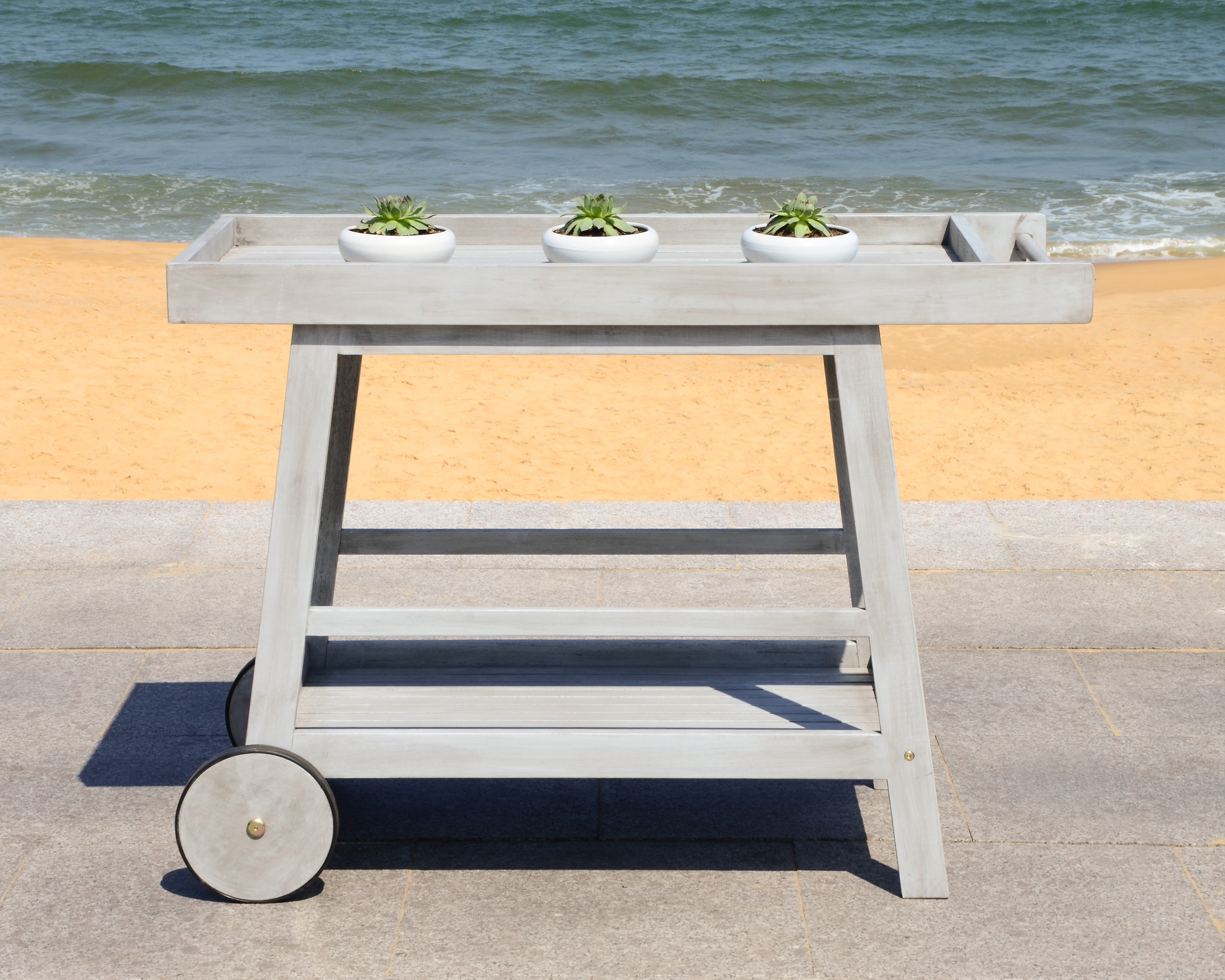 Renzo Indoor/Outdoor Bar Cart - Grey Wash - Safavieh - Image 7