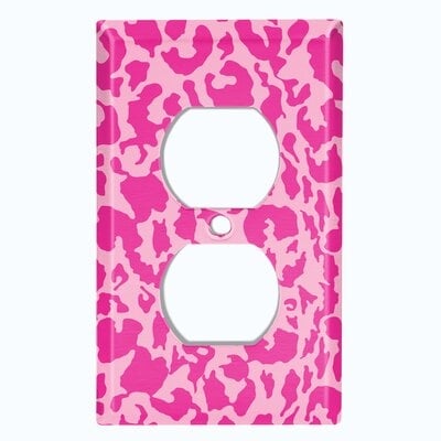 Metal Light Switch Plate Outlet Cover (Pink Leopard Print  - Single Duplex) - Image 0