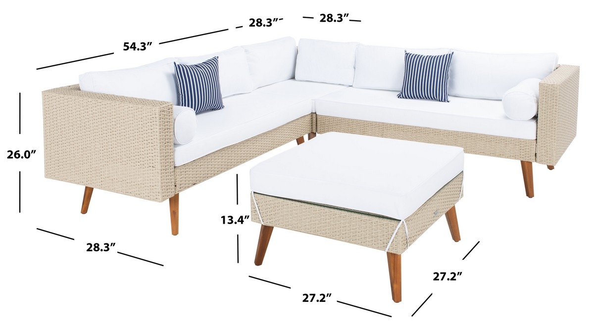 Analon Outdoor Sectional - Beige/White - Safavieh - Image 5