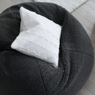 Sherpa Bean Bag Chair Cover + Insert, Large, Charcoal/Black - Image 2