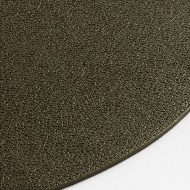 Rizzo Textured Easy Care Faux Leather Garden Green Round Placemat - Image 1