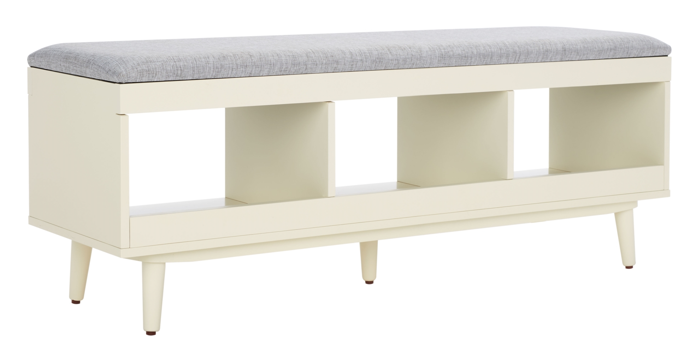 Cricket Open Shelf Bench With Cushion - Grey / Cream - Safavieh - Image 7
