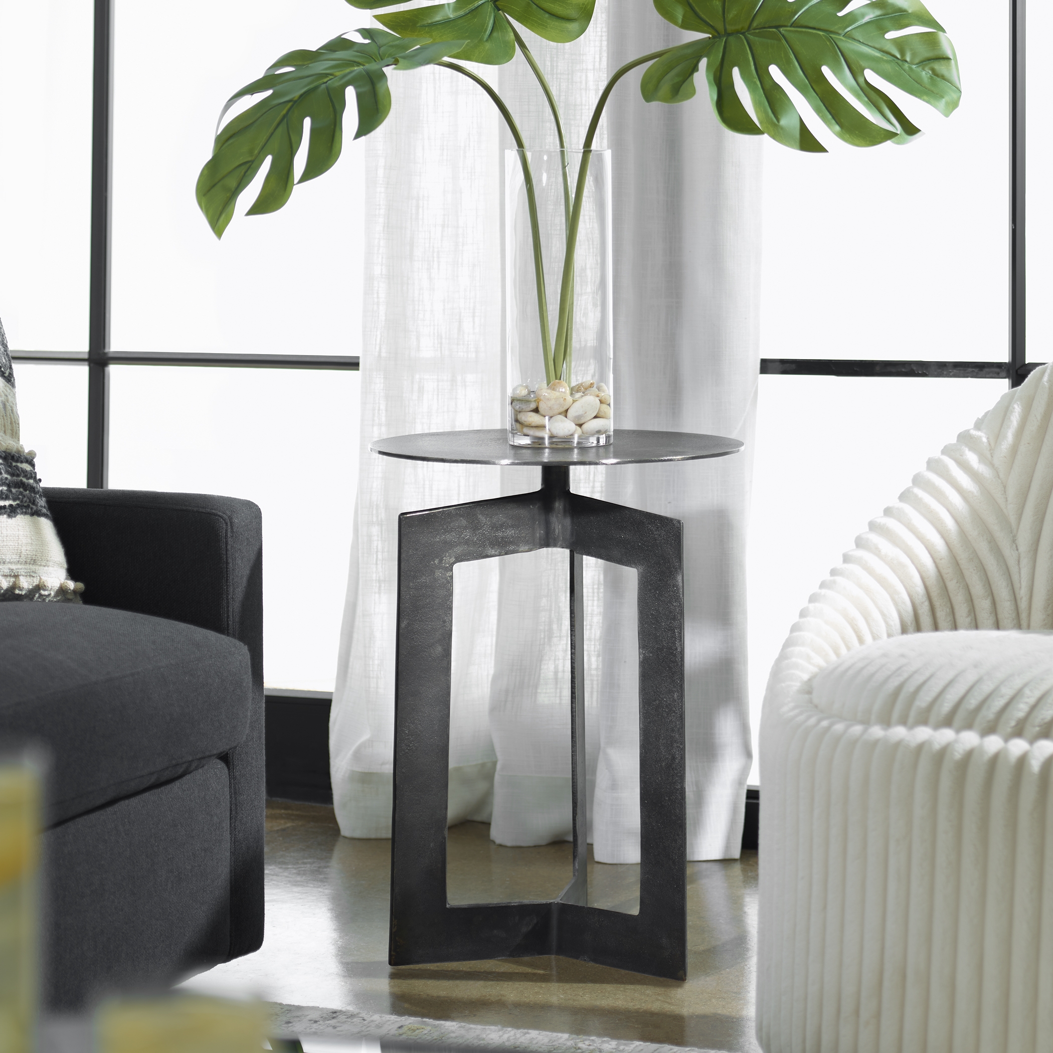 Deltoid Gunmetal Accent Table - Image 1