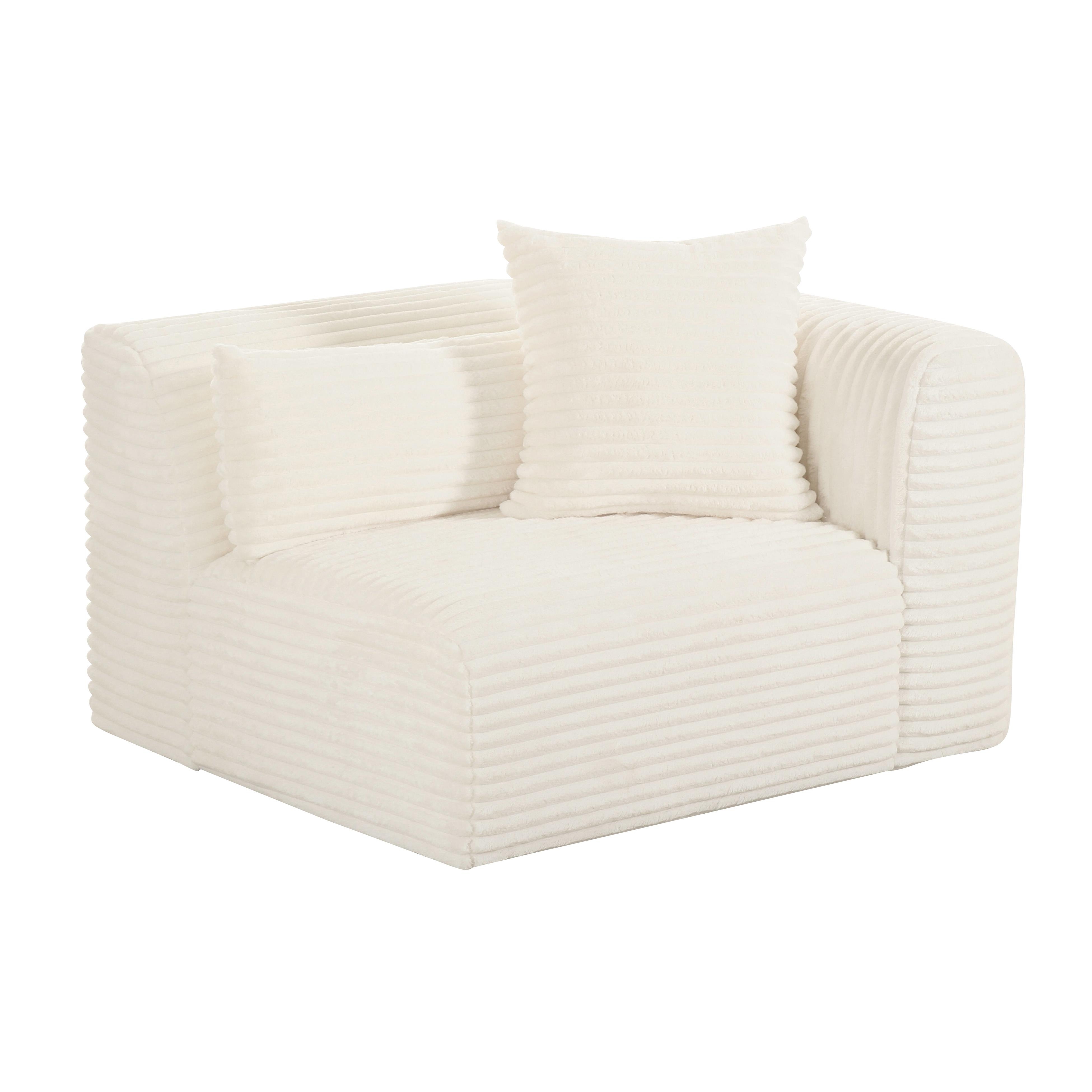 Tarra Fluffy Oversized Cream Corduroy Modular RAF Corner Chair - Image 0