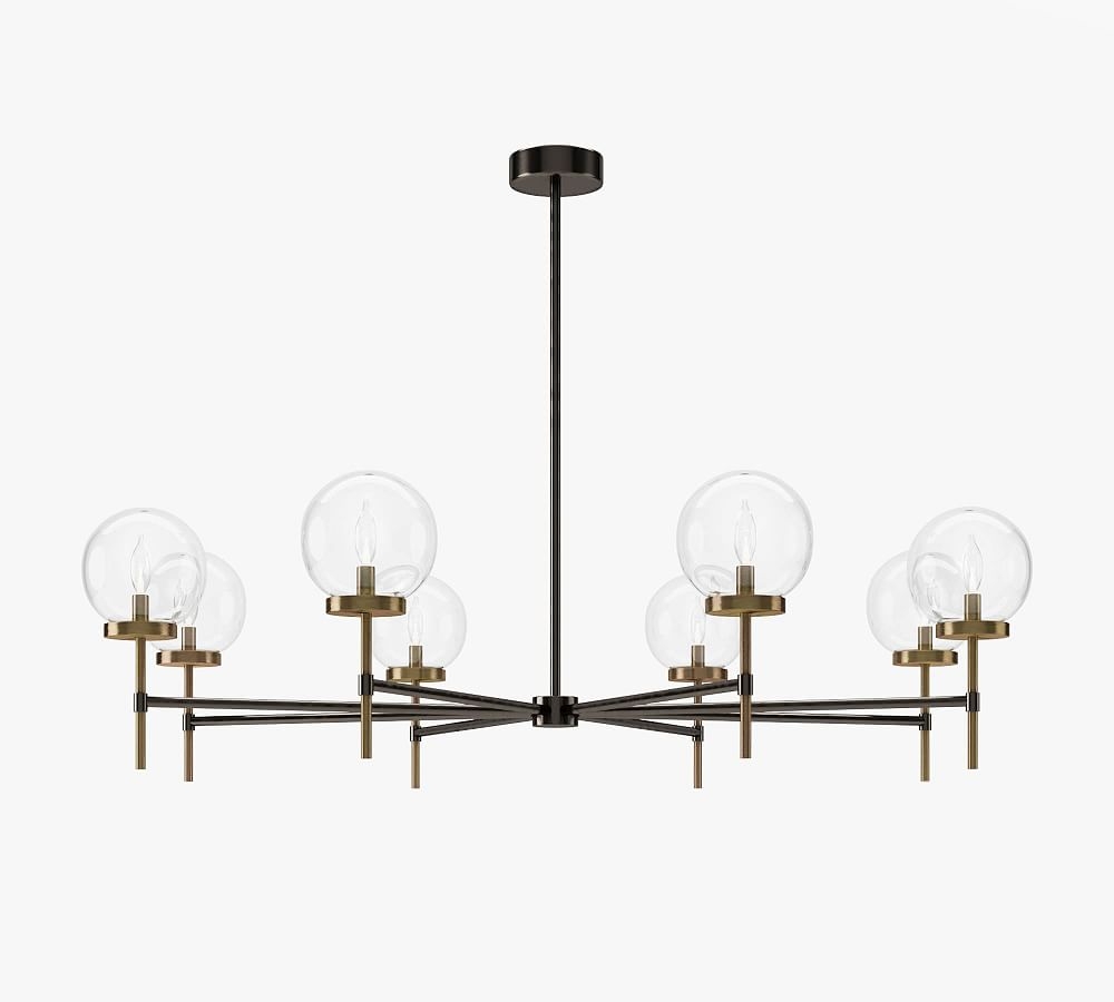 Camryn Glass Globe Round 48" Chandelier, Bronze & Tumbled Brass - Image 0