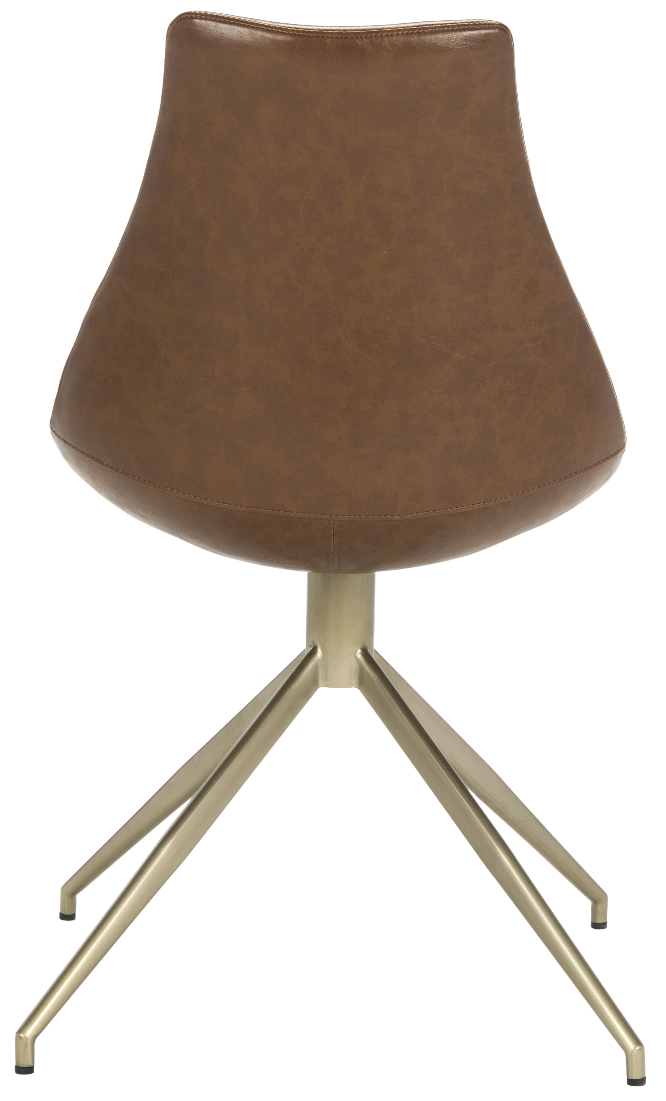Lynette Midcentury Modern Leather Swivel Dining Chair - Light Brown/Brass - Arlo Home - Image 4