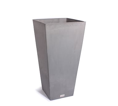 All Weather Eco Hevea Tapered Cube Tall Planter, Charcoal - 14"W x 28"H - Image 0