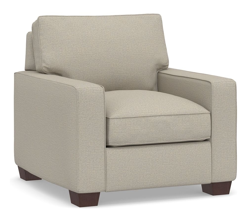 PB Comfort Square Arm Upholstered Recliner, Box Edge Memory Foam Cushions, Performance Boucle Fog - Image 0