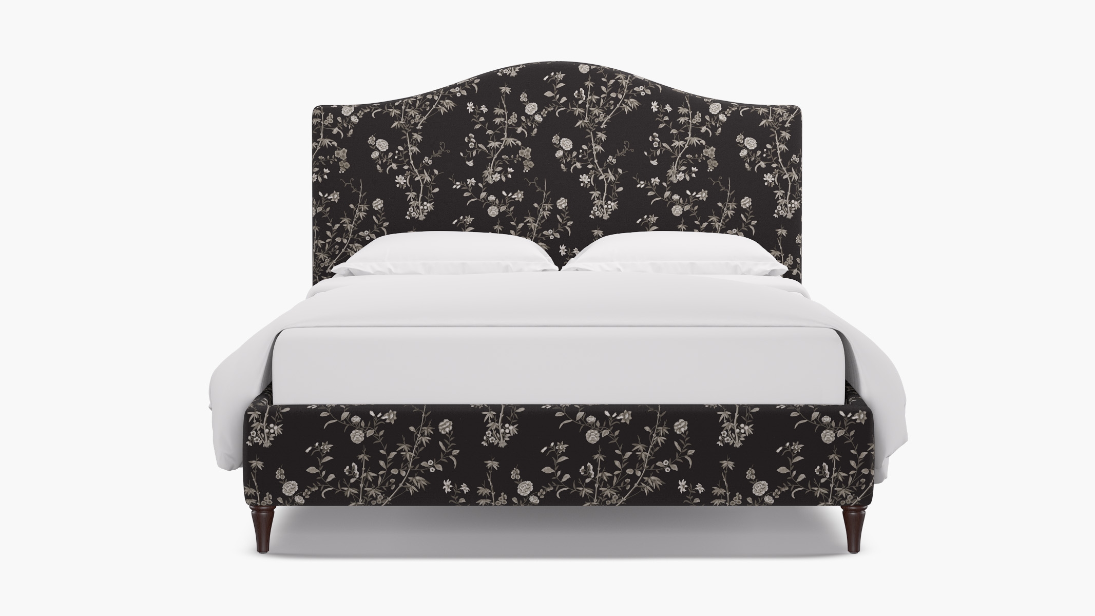 Camelback Bed, Black Bamboo Garden, Espresso Decorative Tapered Leg, King - Image 0