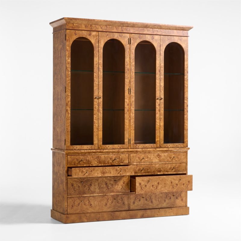 Maison Burl Wood Display Storage Cabinet with Light - Image 5