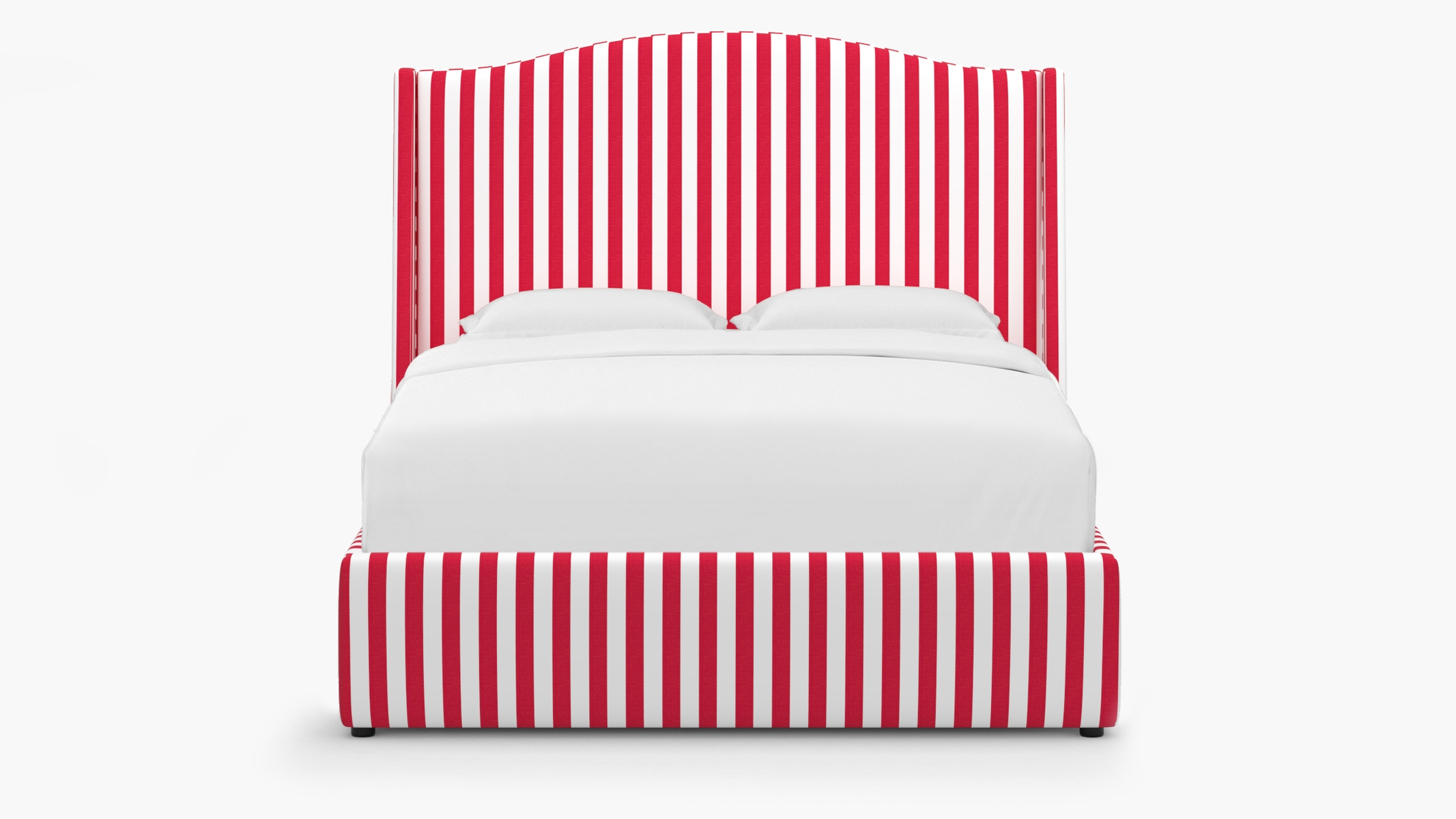 Curved Wingback Bed, Red Cabana Stripe, Full - Image 0