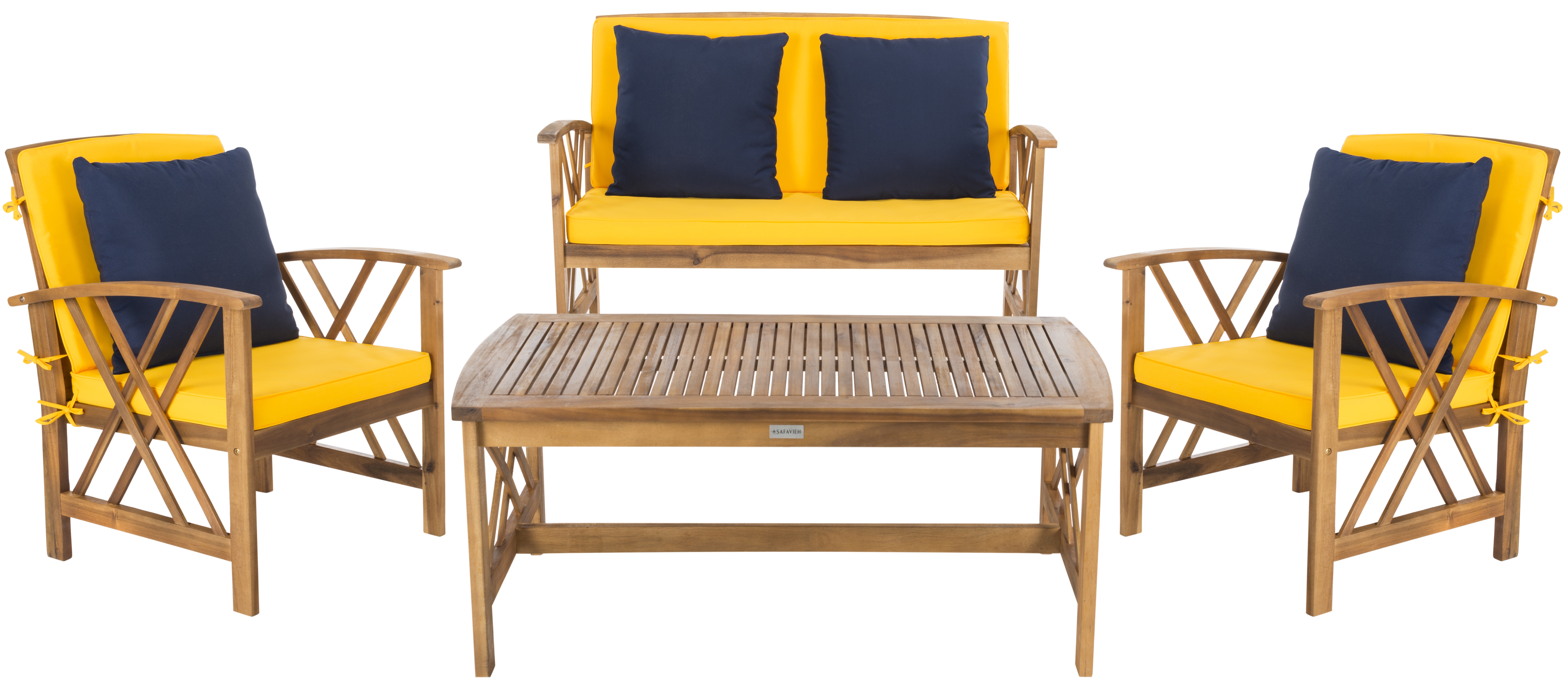 Fontana 4 Piece Outdoor Set - Natural Look/Yellow - Safavieh - Image 0
