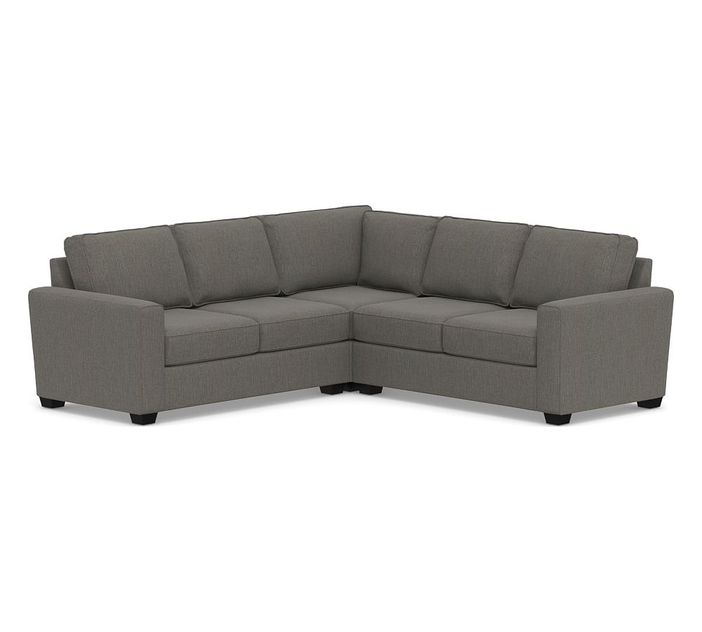 SoMa Fremont Square Arm Upholstered 3-Piece L-Shaped Corner Sectional, Polyester Wrapped Cushions, Chenille Basketweave Charcoal - Image 0