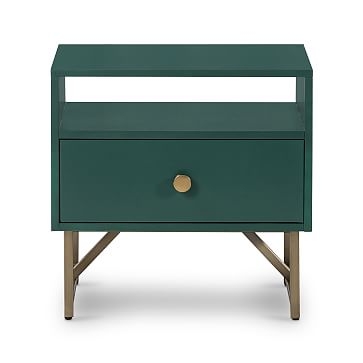 Modern Matte Wood and Brass Side Table- Juniper Green - Image 3