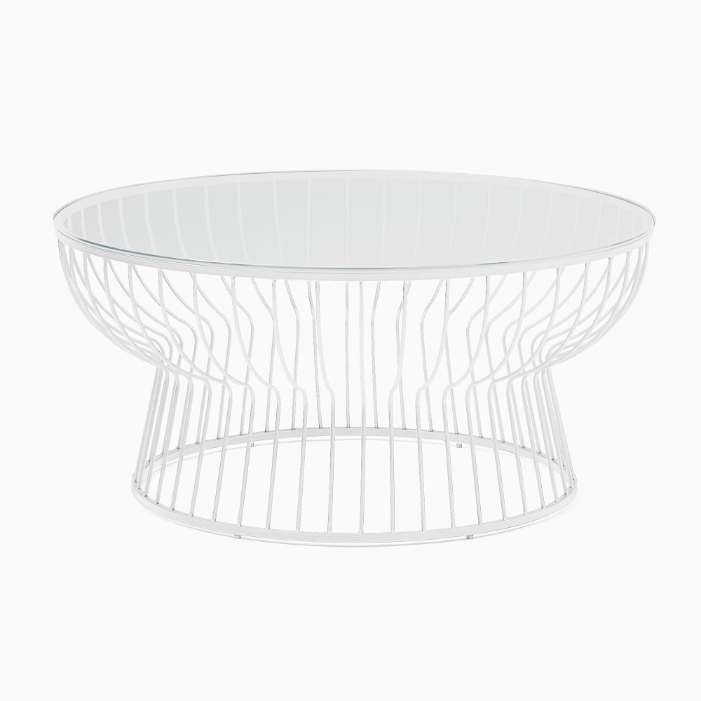 Pillar Glass/White Round 36" Coffee Table - Image 0