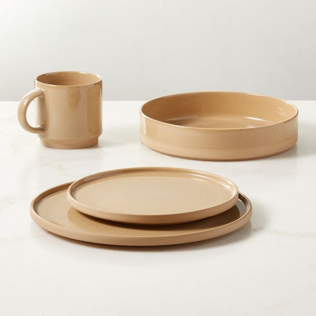 Darra 4-Piece Natural Recycled Stoneware Dinnerware Set with Pasta Bowl - Image 0