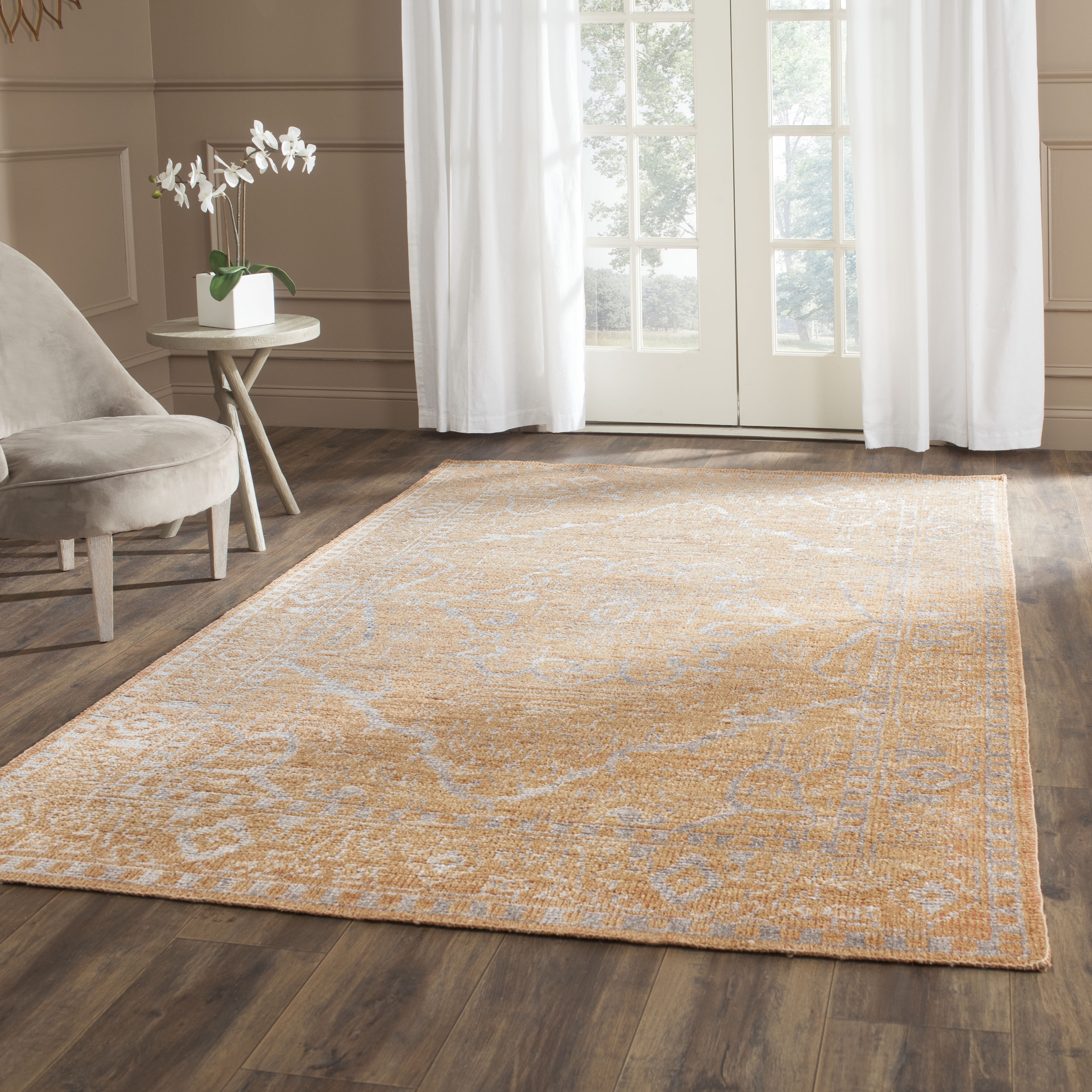 Arlo Home Hand Knotted Area Rug, STW245A, Brown/Silver,  4' X 6' - Image 0