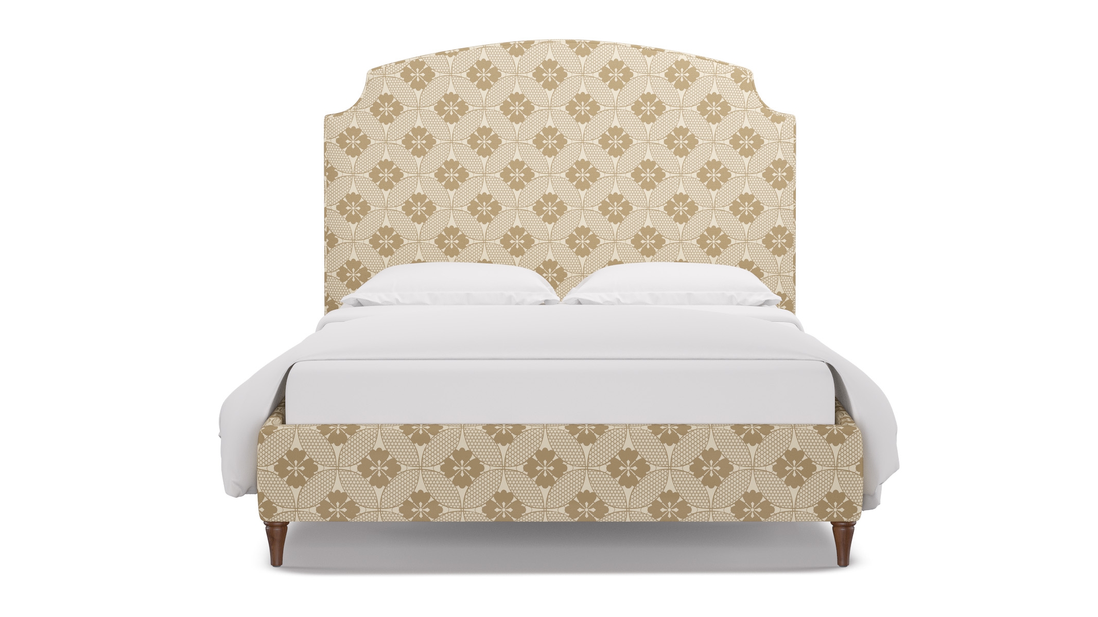 Cove Bed, Rattan Solaire, Walnut Decorative Tapered Leg, Twin - Image 0