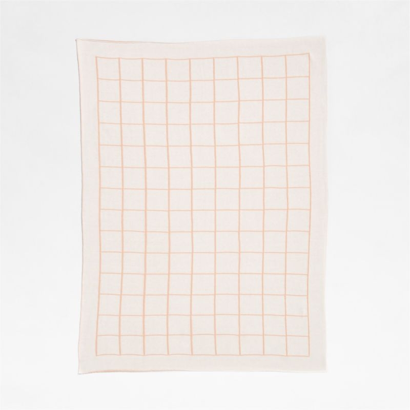 Knit Grid Elegant Pink Baby Stroller Blanket - Image 1