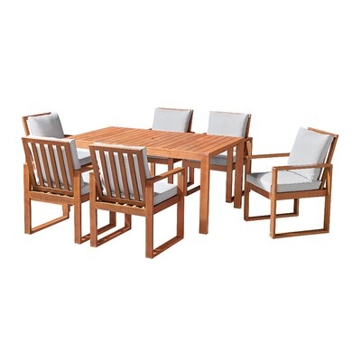 Weston Eucalyptus Wood Outdoor Dining Table With 6 Dining Chairs, Set Of 7 - Image 0