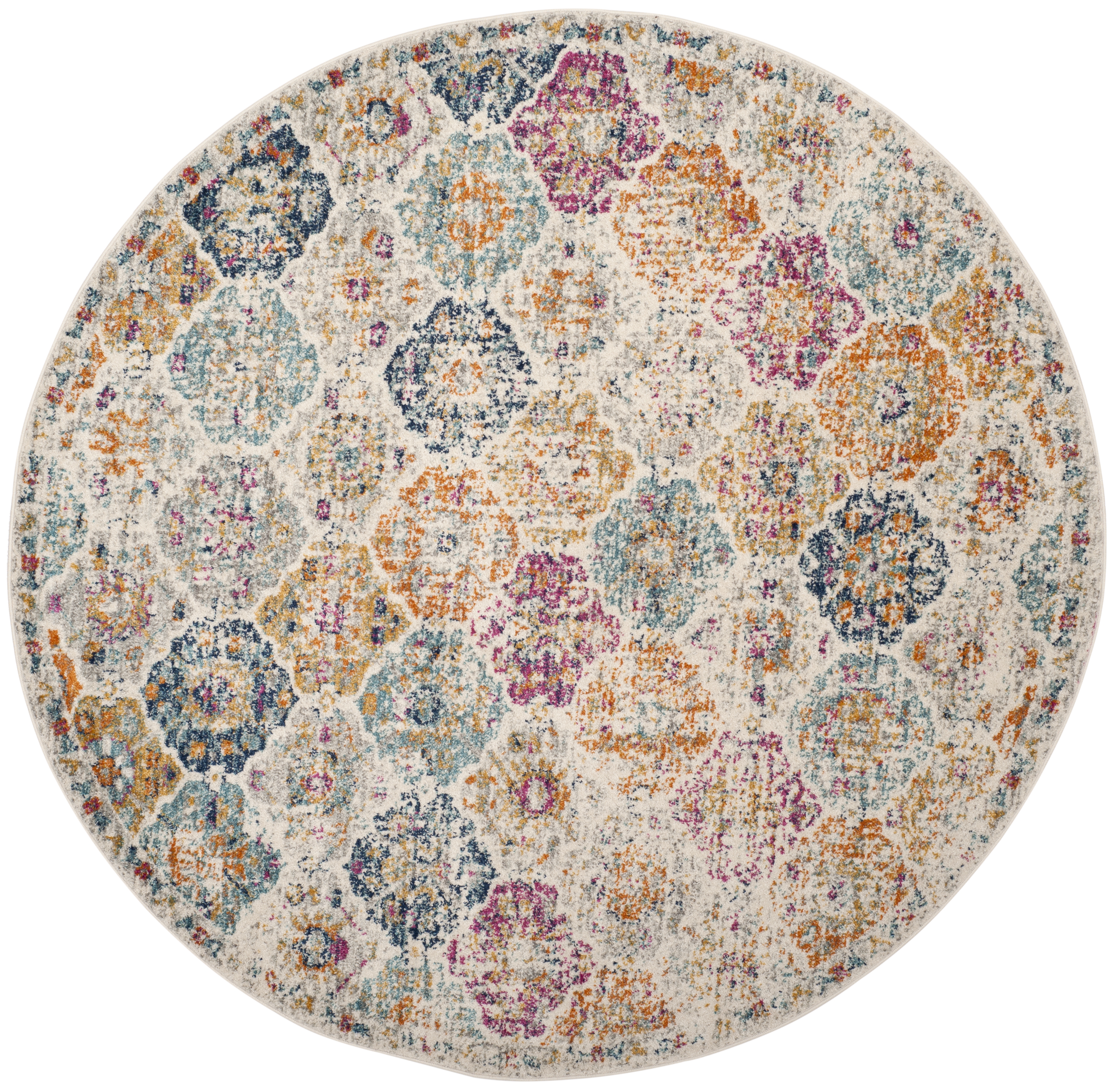 Arlo Home Woven Area Rug, MAD611B, Cream/Multi,  5' X 5' Round - Image 0