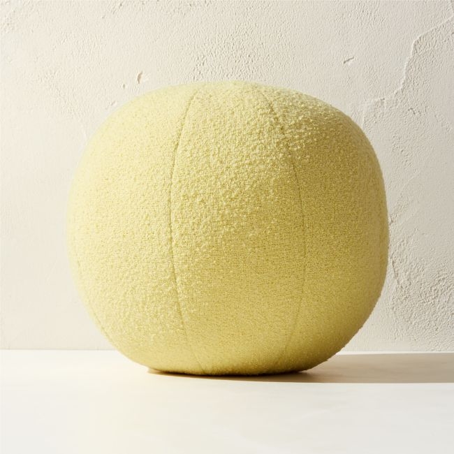 Silves Yellow Boucle Sphere Outdoor Throw Pillow 12" - Image 0