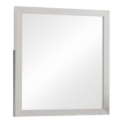Mirror With Wooden Frame And Grain Details, White - Image 0