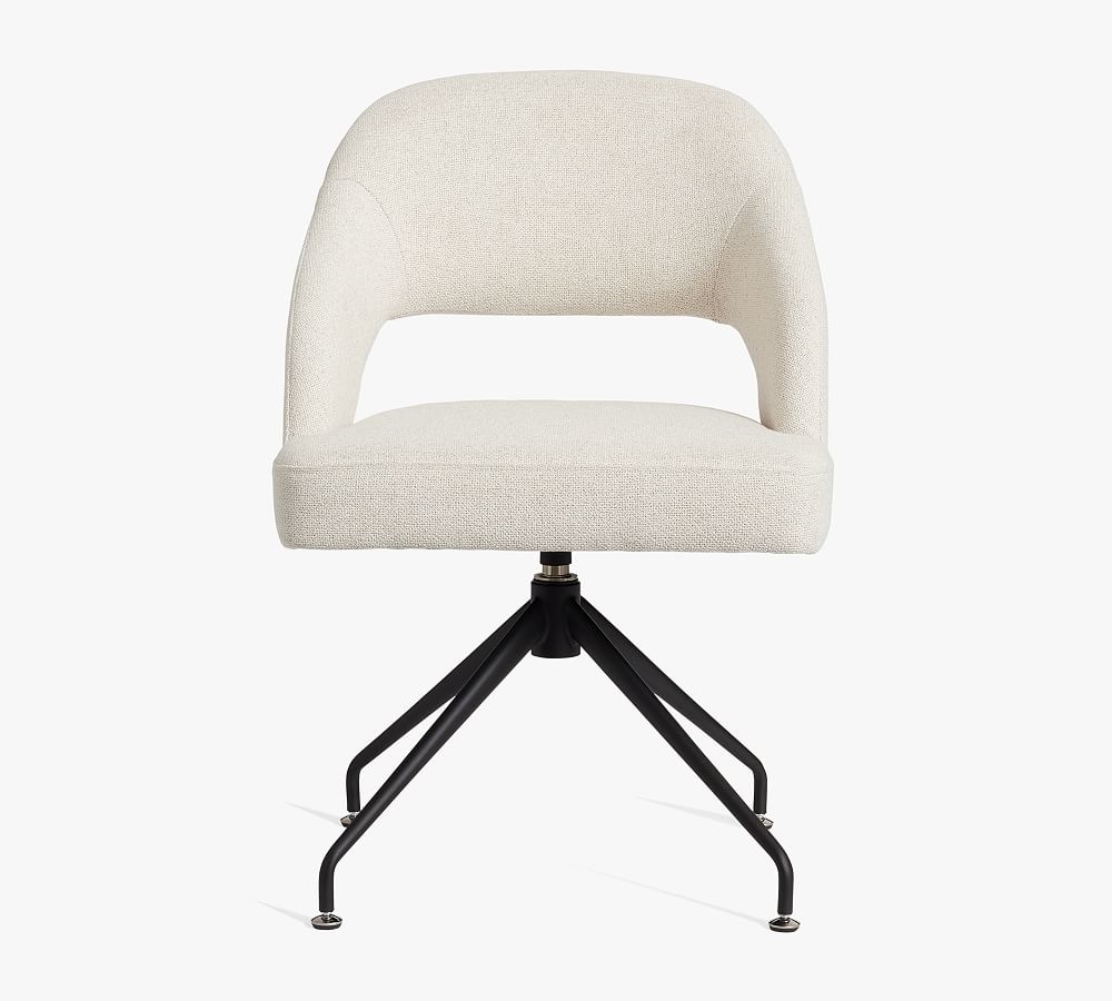 Hartley Stationary Swivel Desk Chair, Performance Boucle Oatmeal, Black Base - Image 0