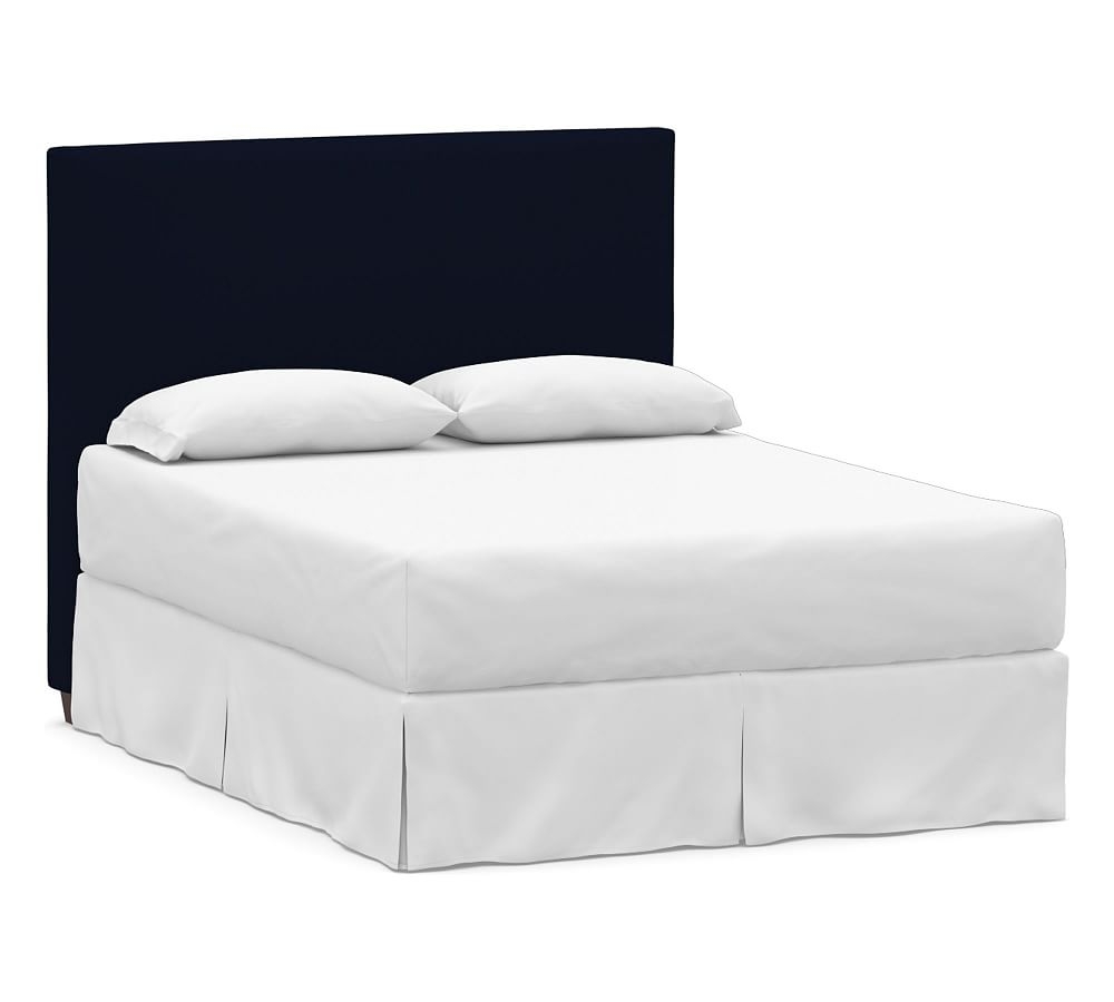 Raleigh Square Upholstered Tall Headboard 53"h, without Nailheads, Queen, Performance Everydaylinen(TM) Navy - Image 0